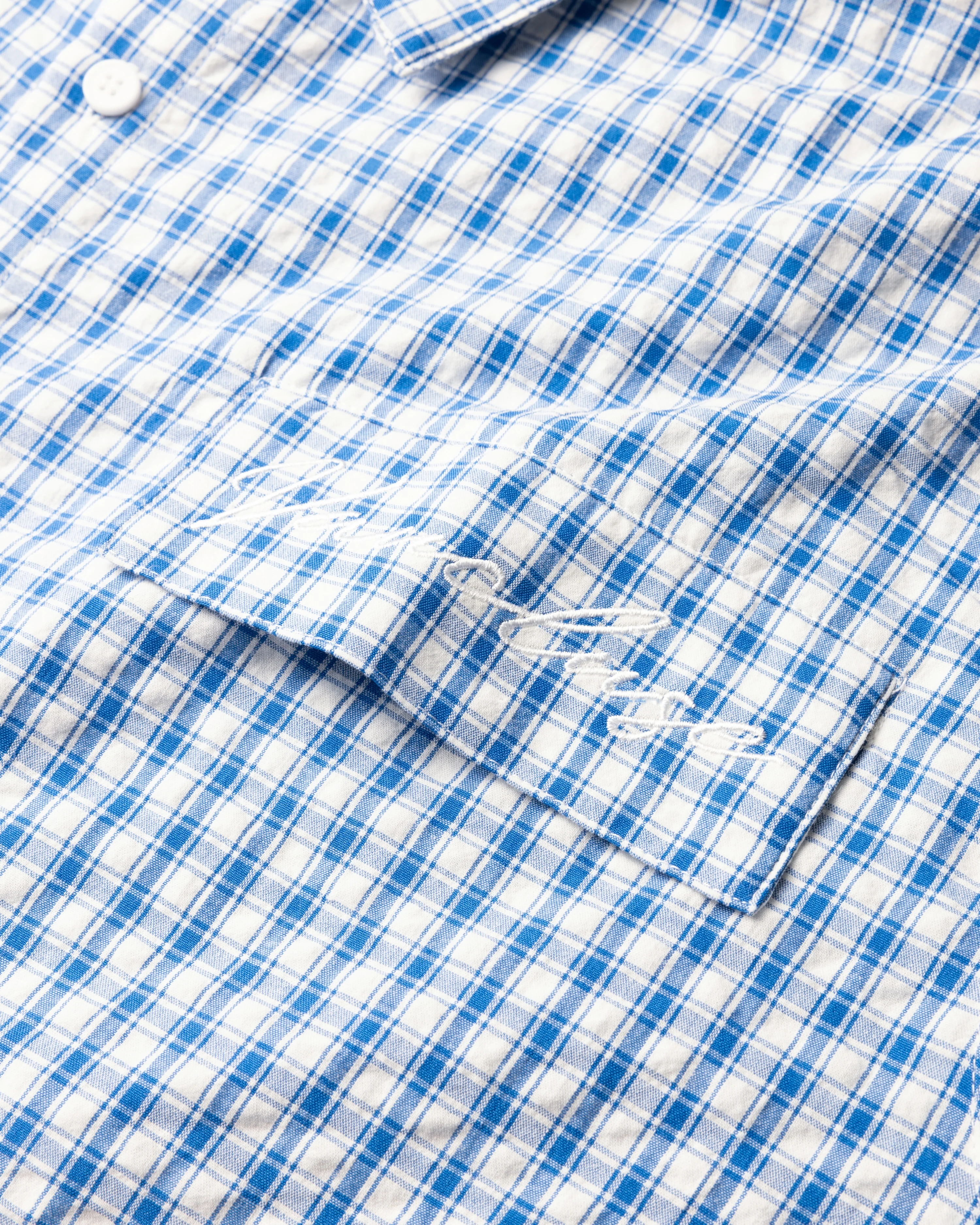 Checkered Signature Short Sleeve Shirt - White/Blue - Image 3