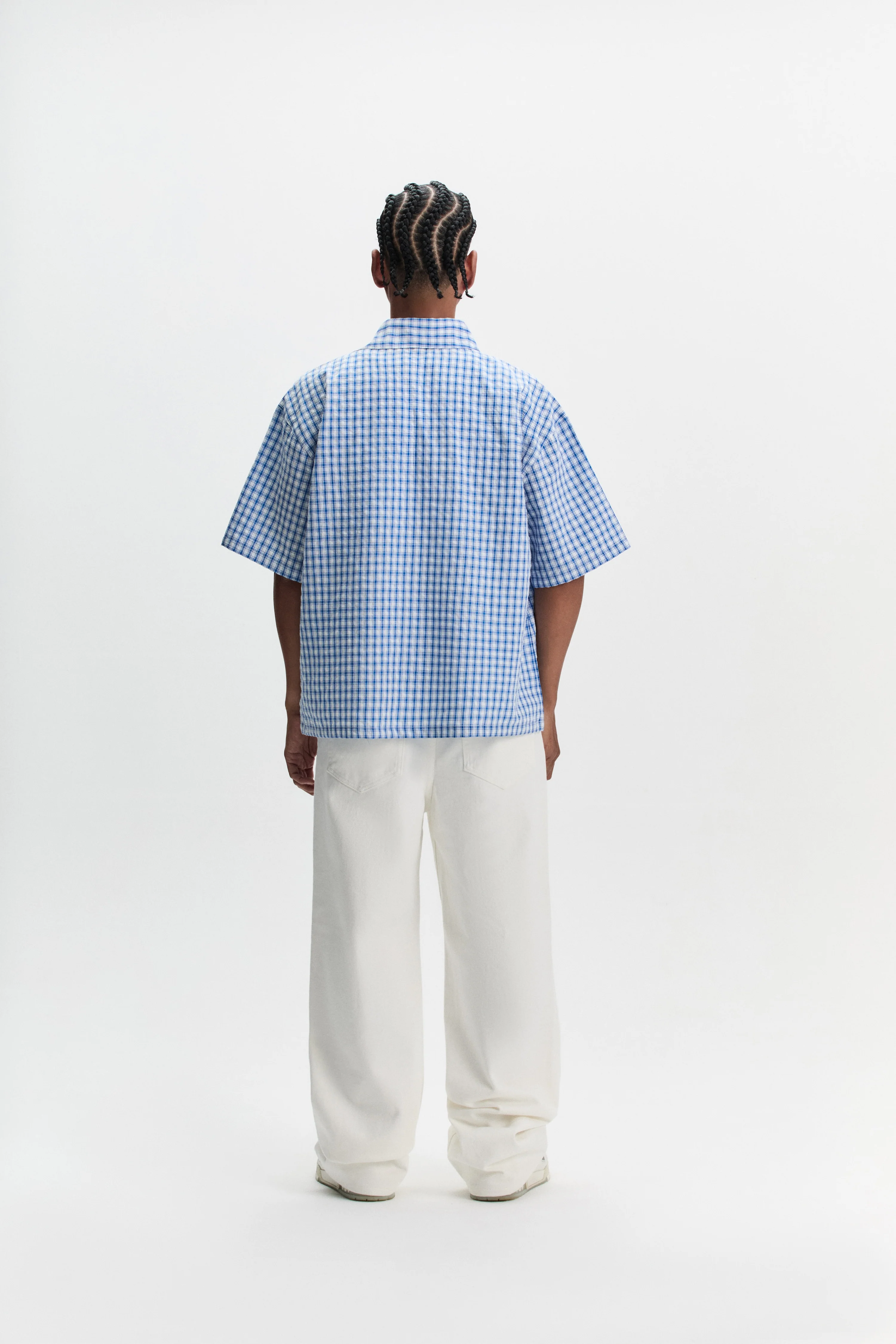 Checkered Signature Short Sleeve Shirt - White/Blue - Image 5