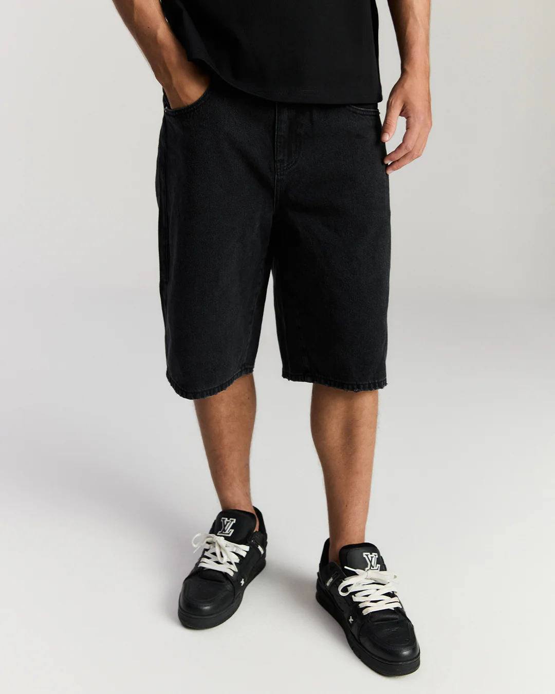 Faded Denim Short - Black - Image 3