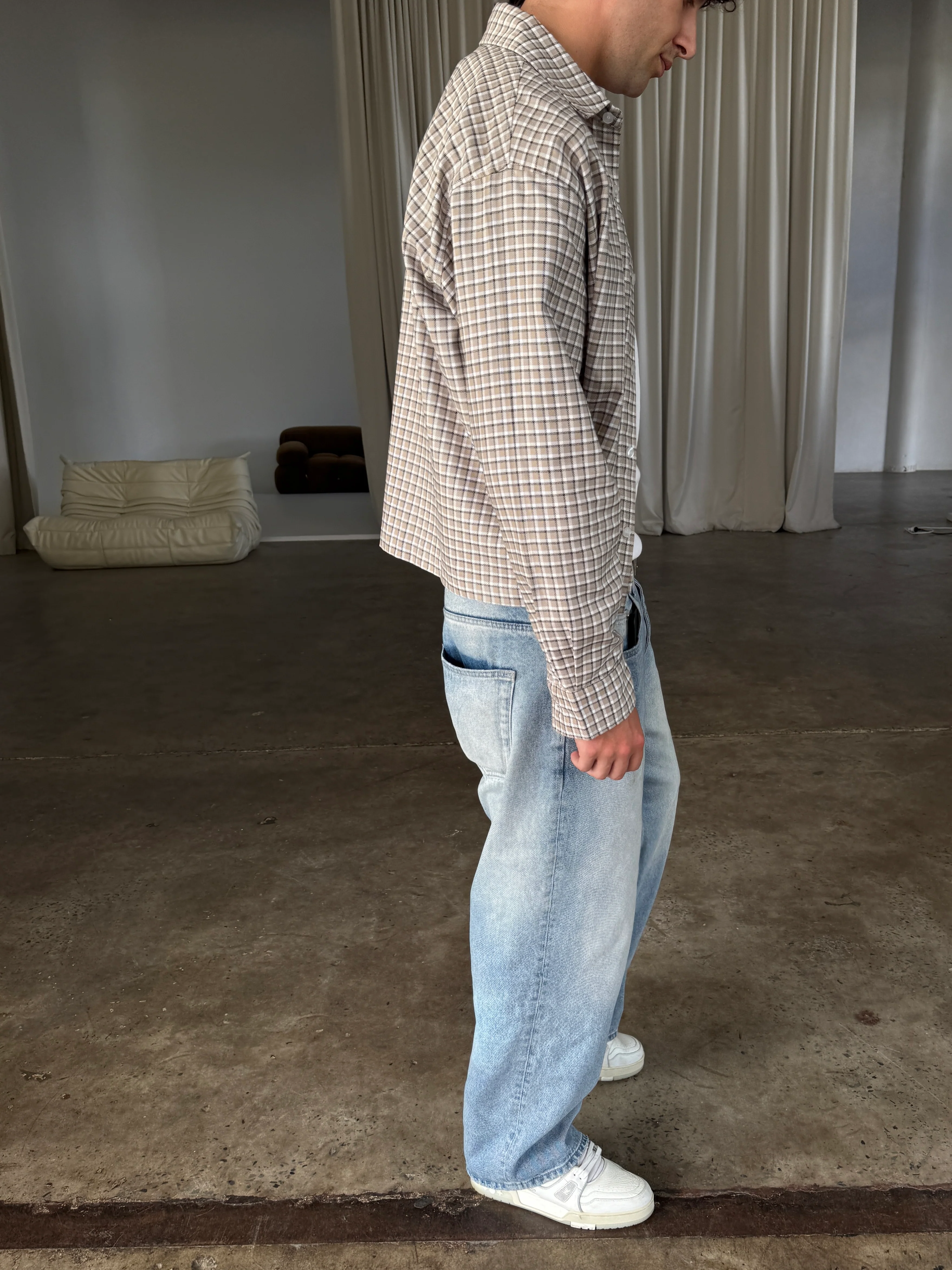Plaid Signature Long Sleeve Shirt - Stone - Image 7