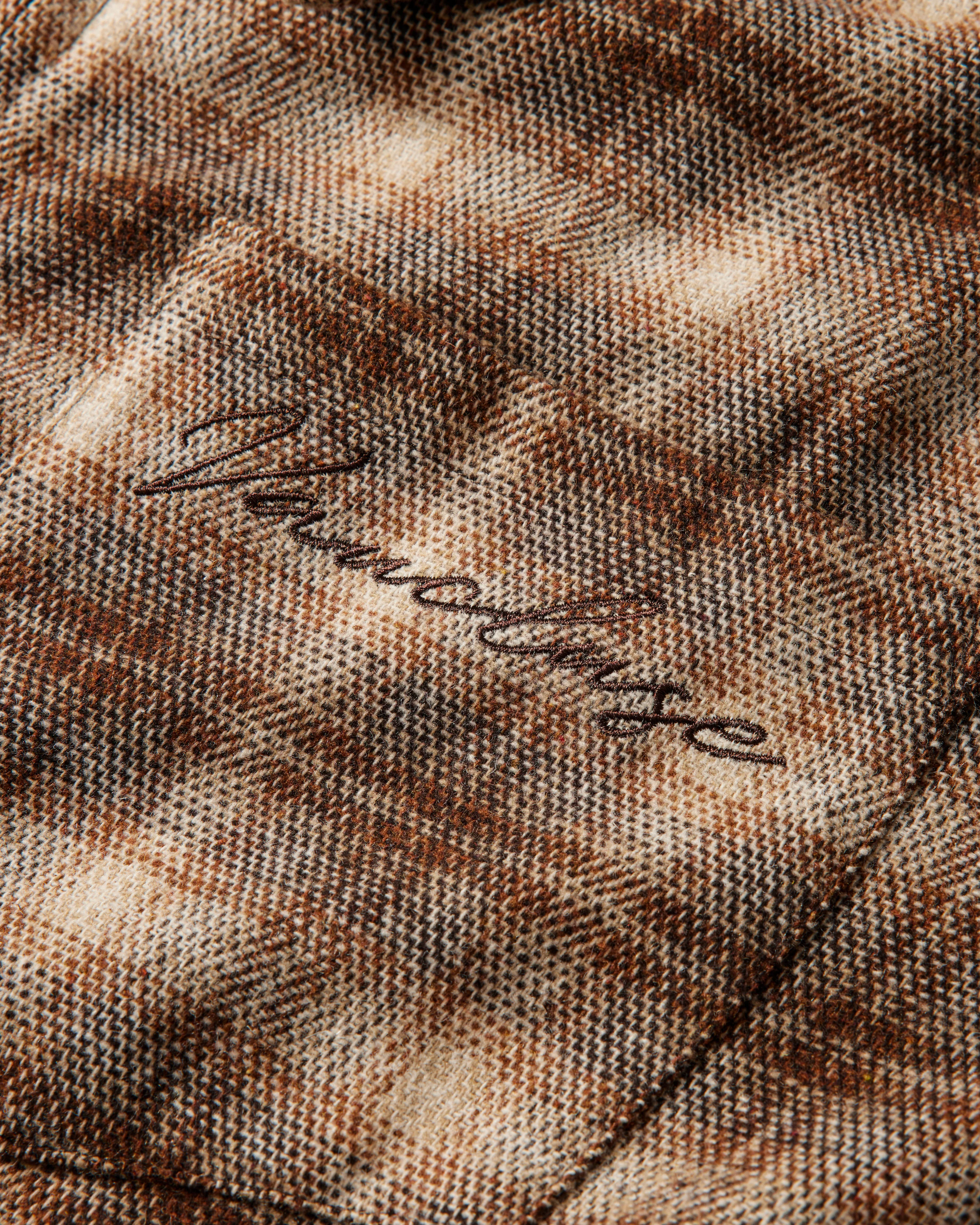 Quilted Flannel Over Shirt - Beige/Brown - Image 3