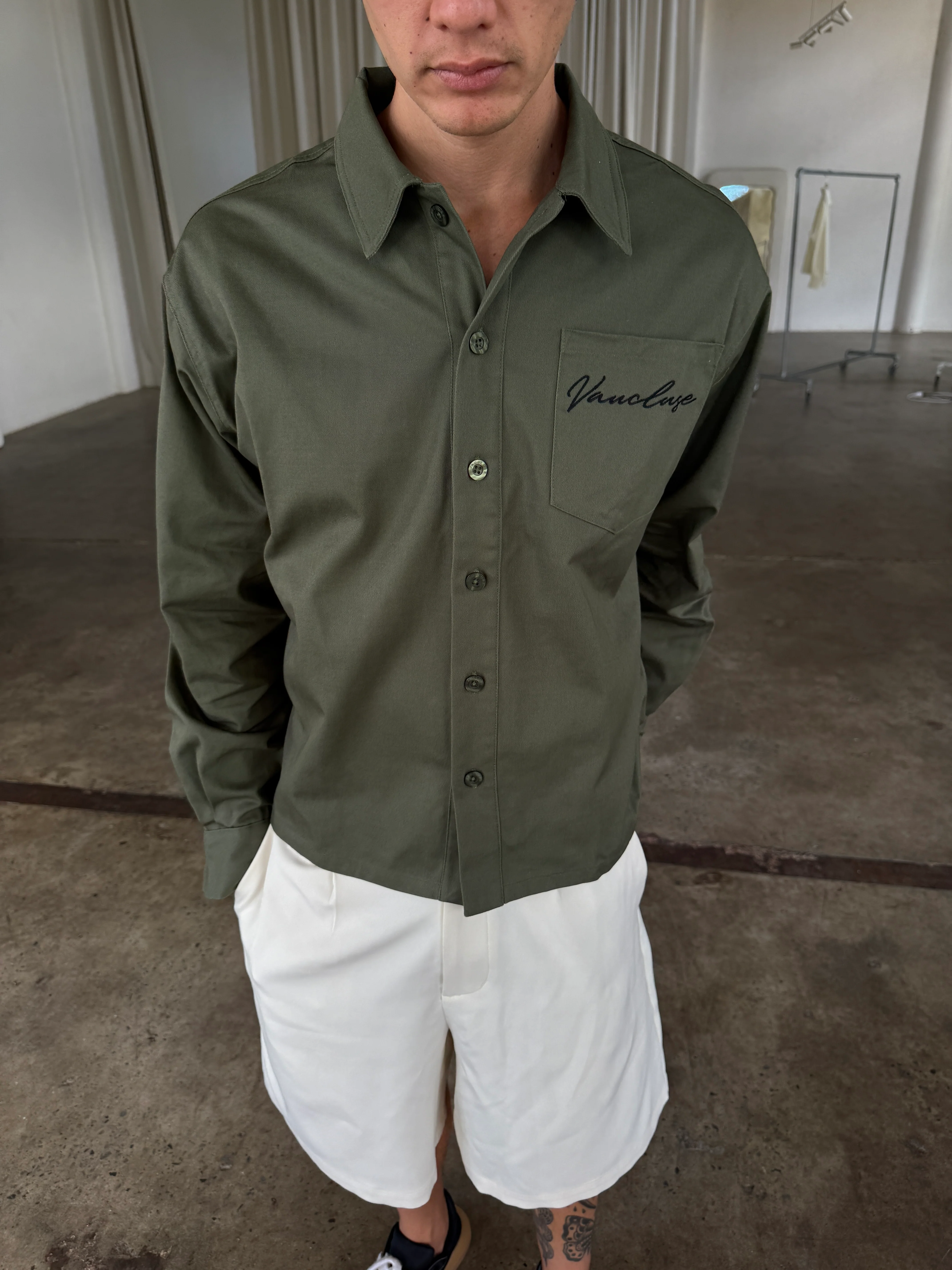 Signature Long Sleeve Over Shirt - Dark Olive - Image 4