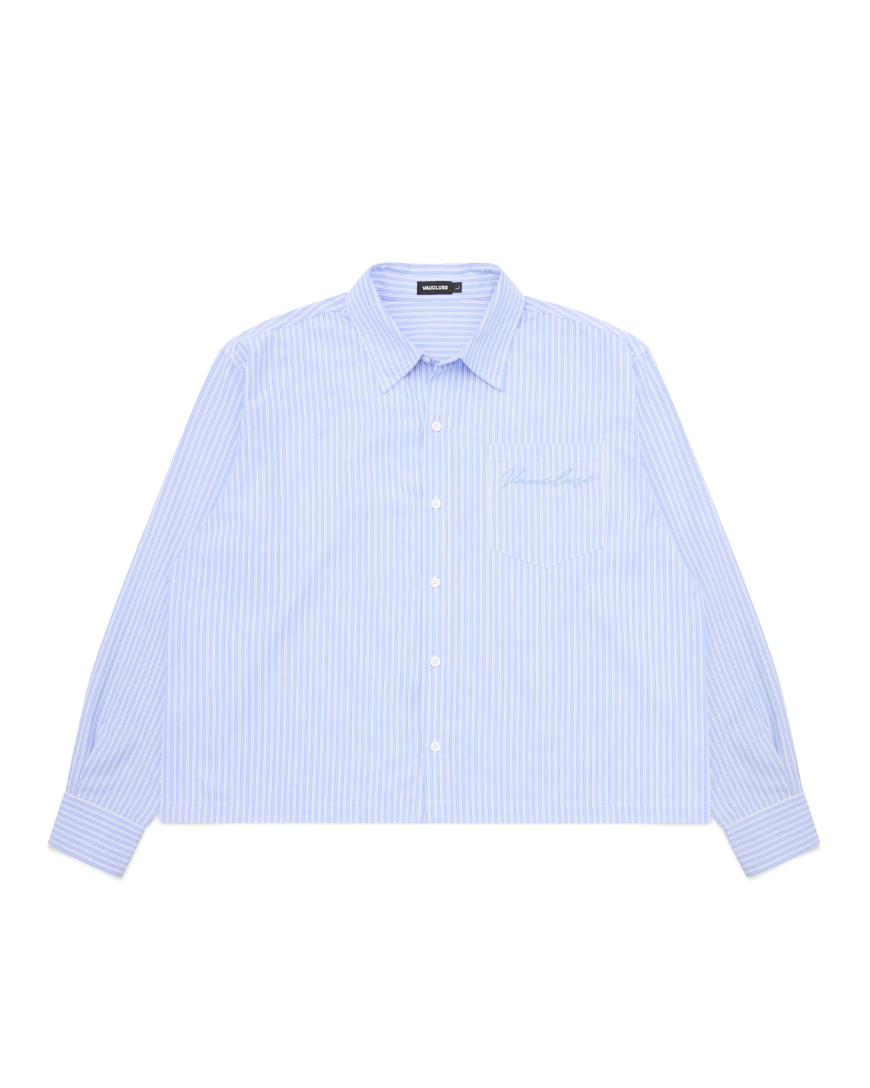 Striped Signature Long Sleeve Shirt - Powder Blue/White