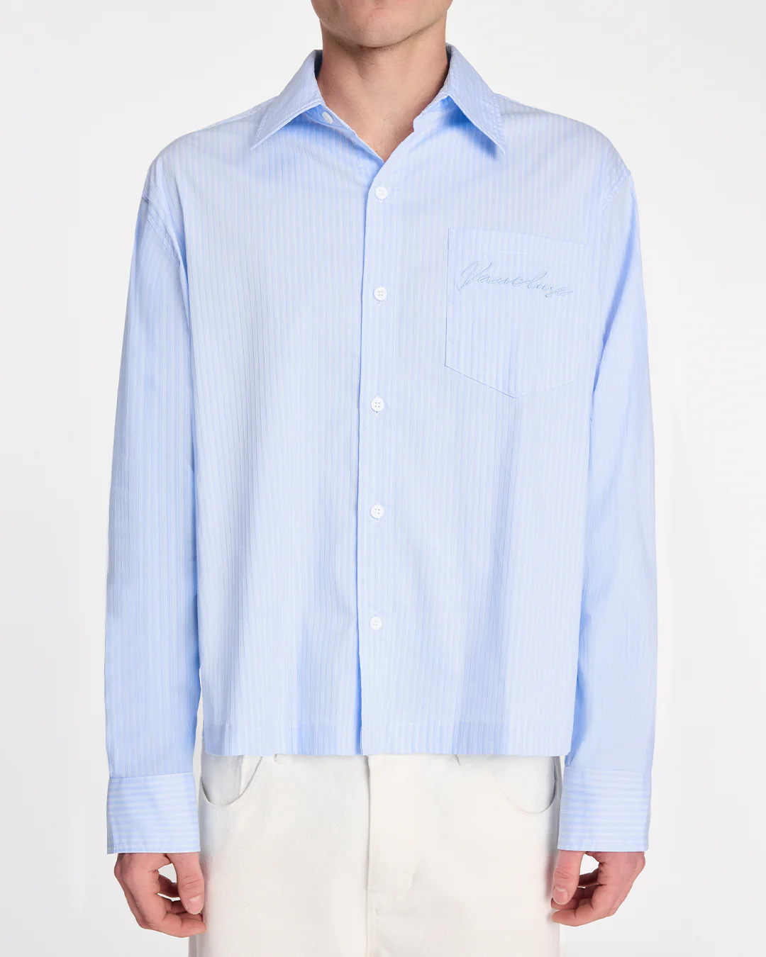 Striped Signature Long Sleeve Shirt - Powder Blue/White - Image 4