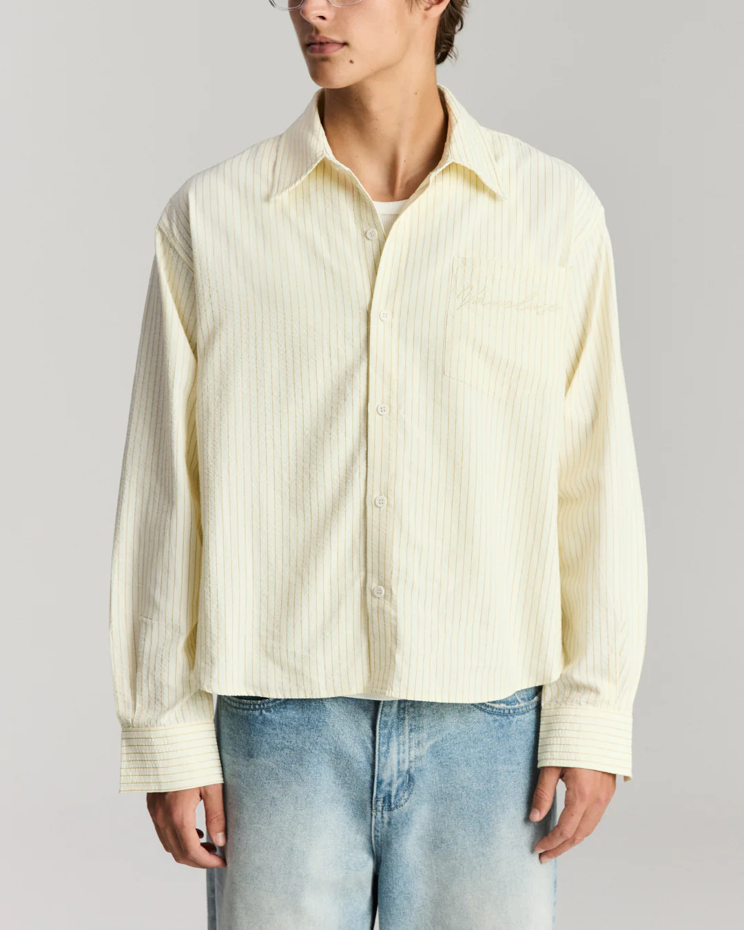 Striped Signature Long Sleeve Shirt - Cream/Brown - Image 5