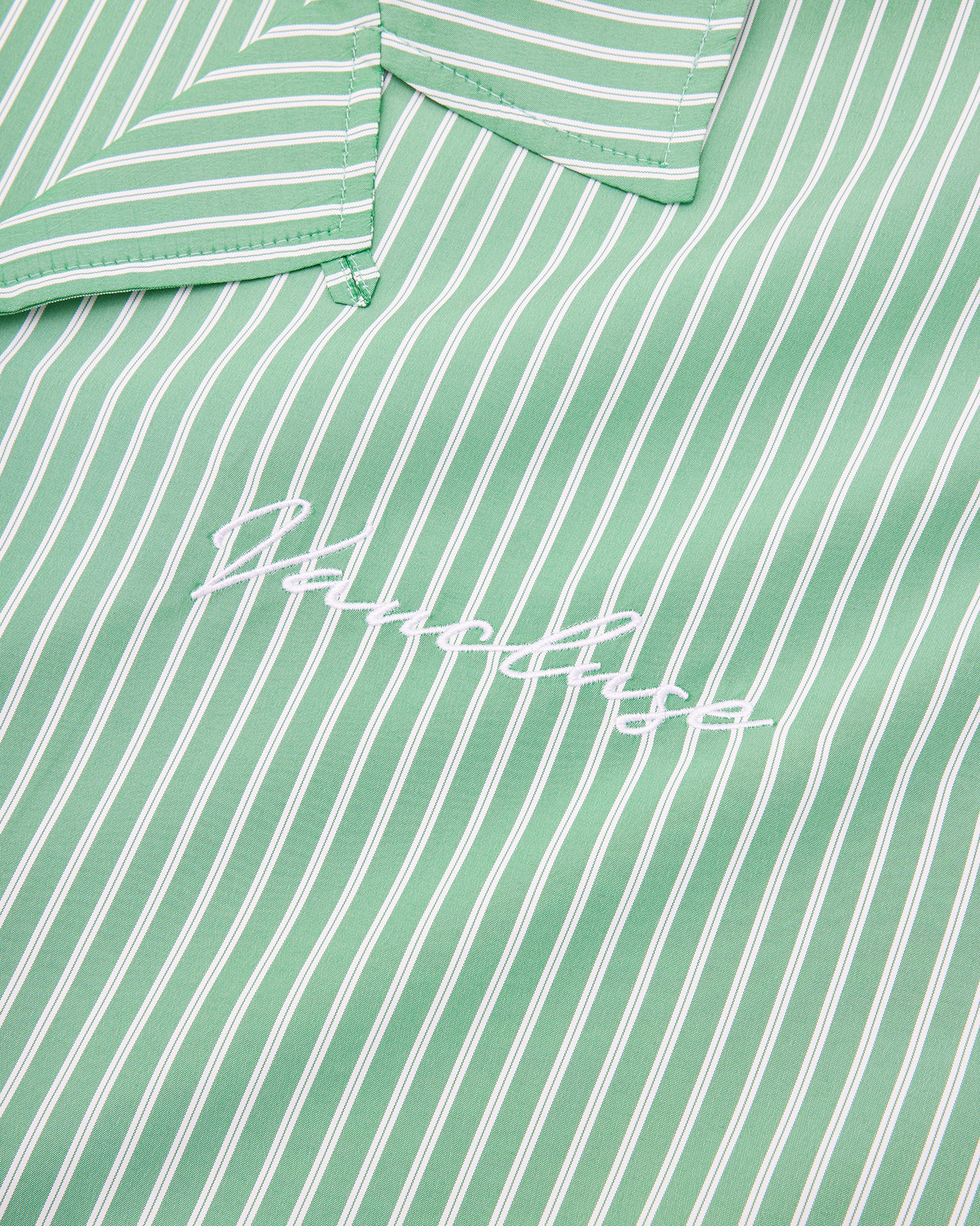 Striped Signature Short Sleeve Shirt - Green/White - Image 3