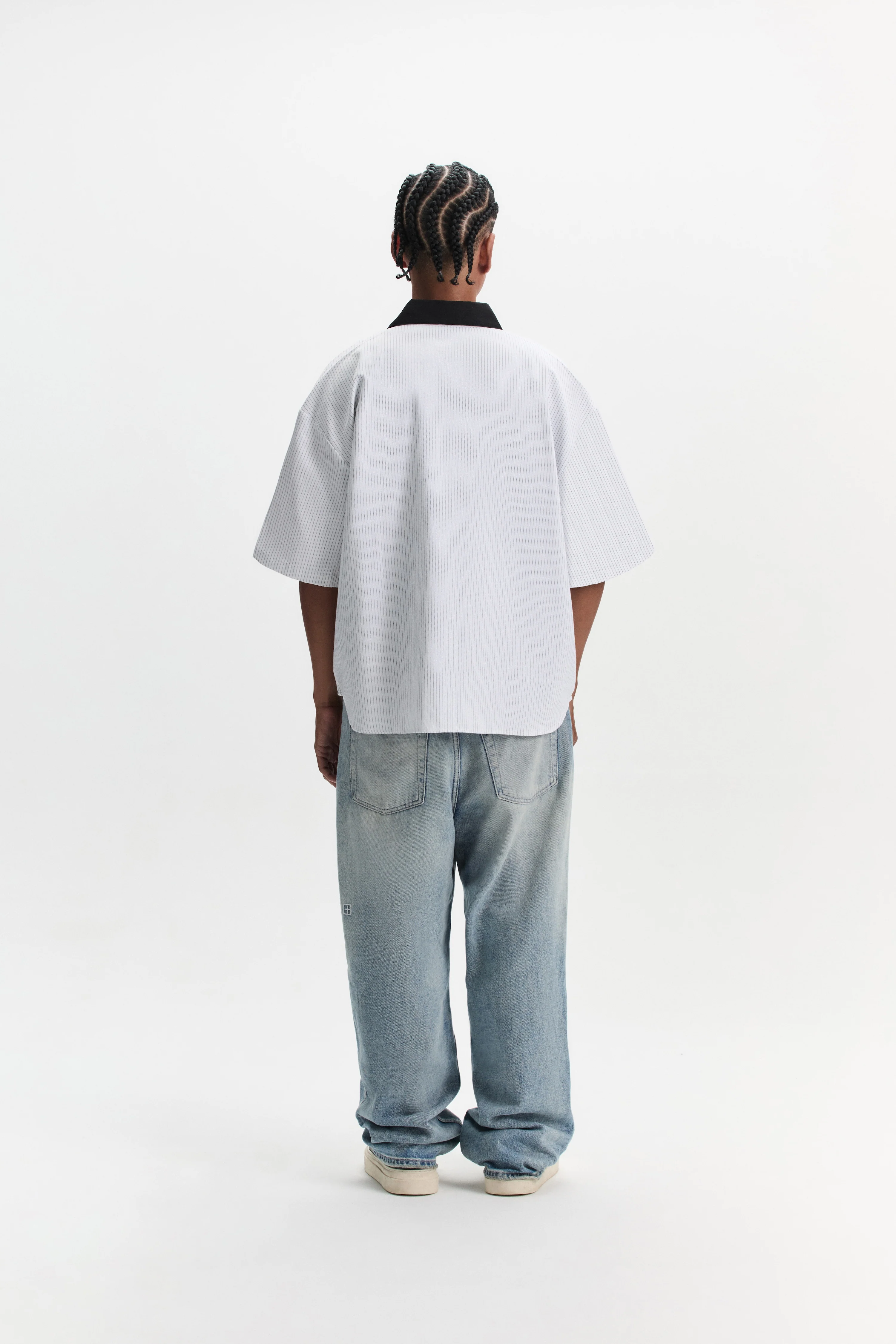 Striped Signature Short Sleeve Shirt - White/Black - Image 4