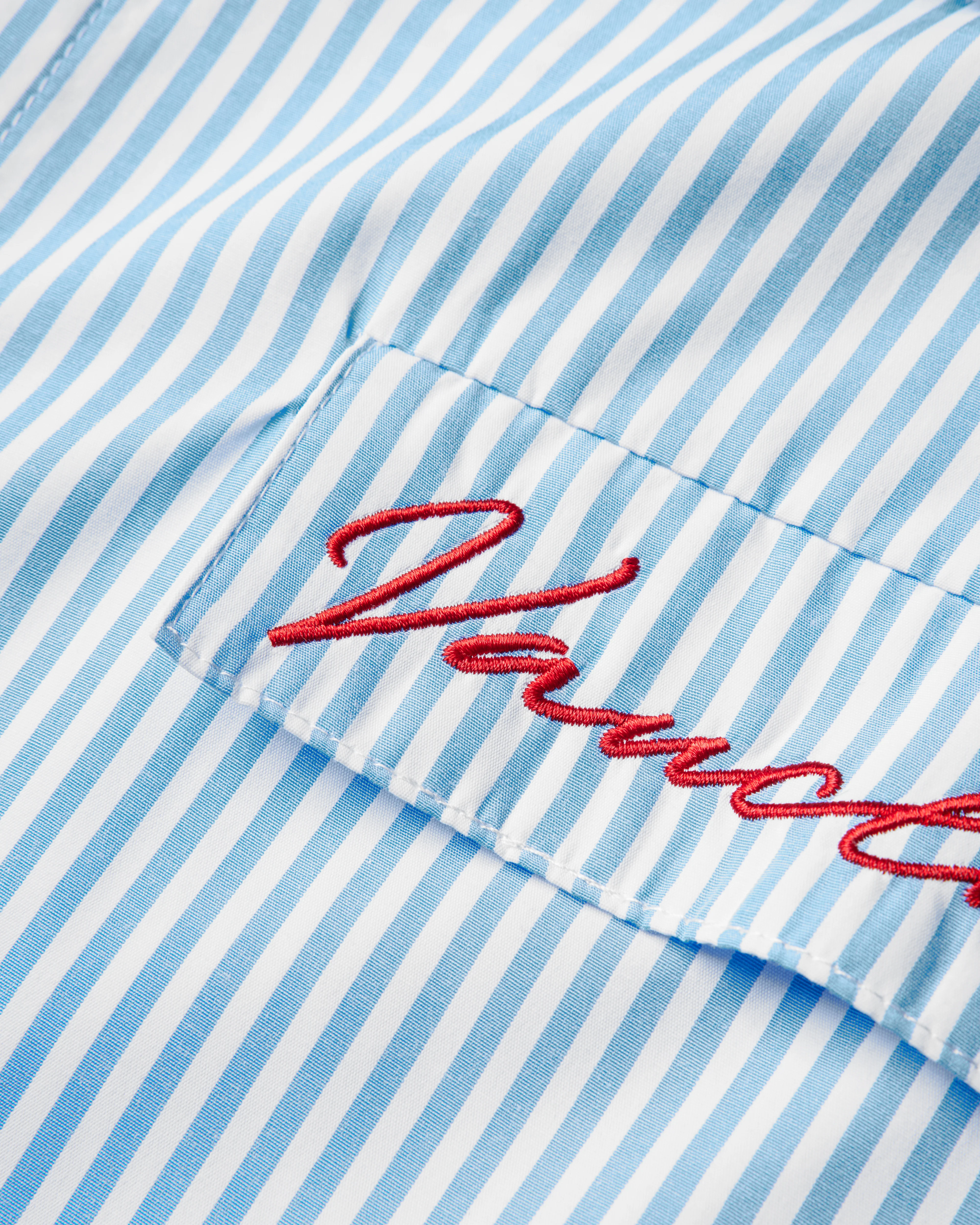 Striped Signature Short Sleeve Shirt - White/Blue - Image 3