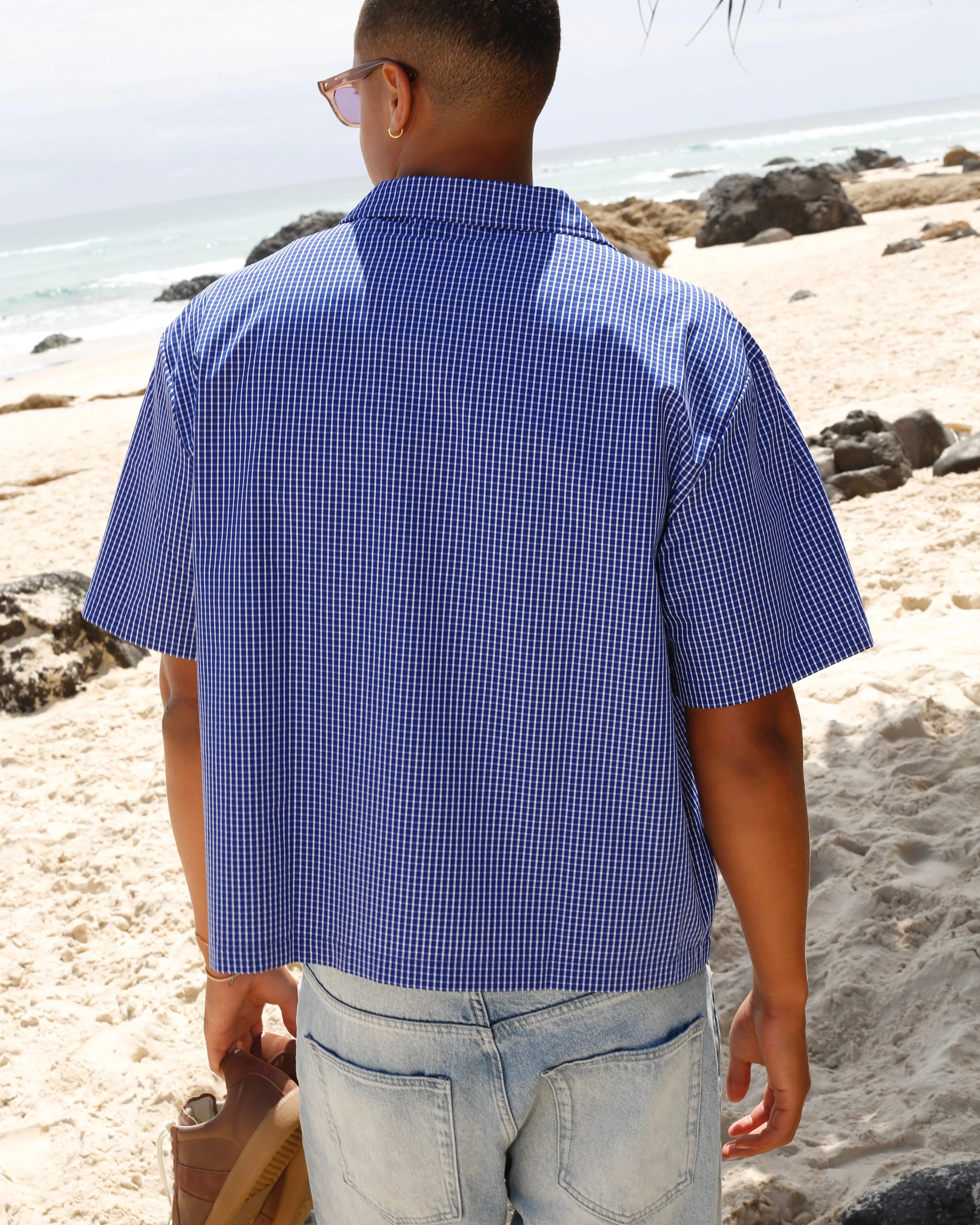 Checkered Signature Short Sleeve Shirt - Deep Blue/White - Image 5